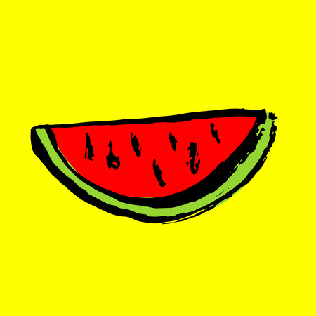 Watermelon grunge icon. Slice watermelon grunge vector illustrationのイラスト素材