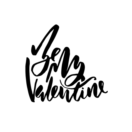 Be my Valentine. Modern brush lettering. Valentines day card. Calligraphy banner. Vector illustrationのイラスト素材