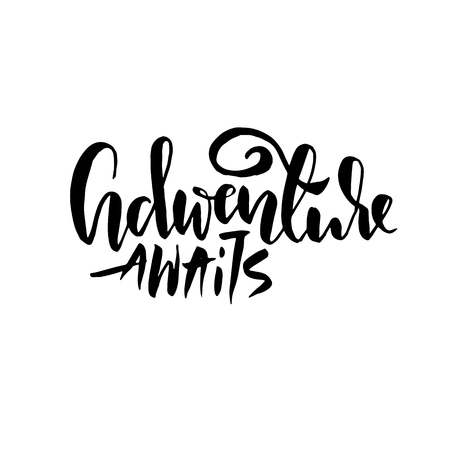 Adwenture awaits. Modern brush lettering. Vector illustrationのイラスト素材