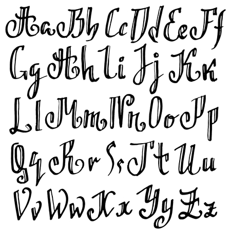 Grunge old pen gothic font. Blackletter script. Vector illustrationのイラスト素材