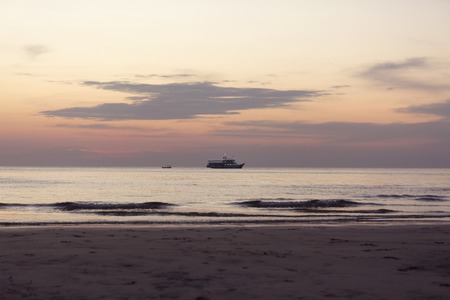 The sea sunset. Pink landscape.の写真素材