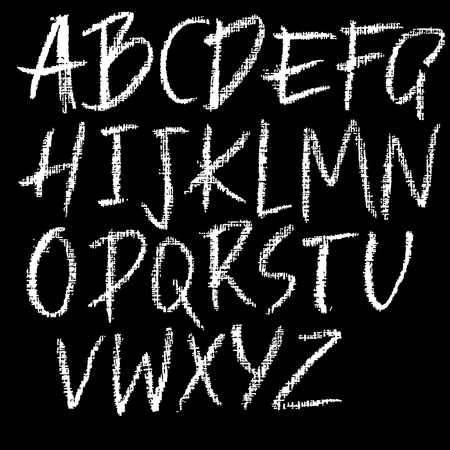 Chalk textured font. Grunge script on chalkboard. Vector calligraphy illustrationのイラスト素材