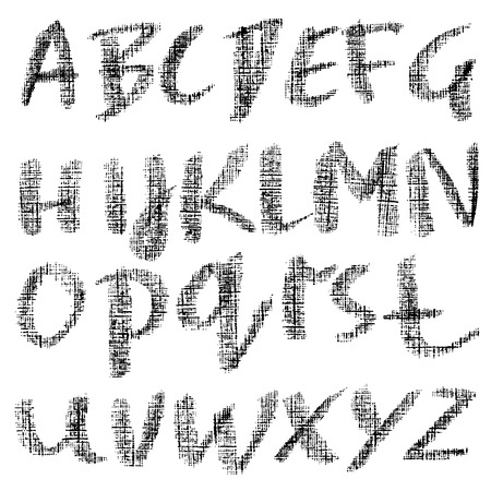 Crayon textured font. Grunge script on white background. Vector calligraphy illustrationのイラスト素材