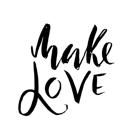 Make love. Hand drawn brush lettering. Modern calligraphy. Ink vector illustrationのイラスト素材