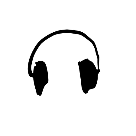 Vector headphones icon. Black handdrawn icon. Vector illustrationのイラスト素材