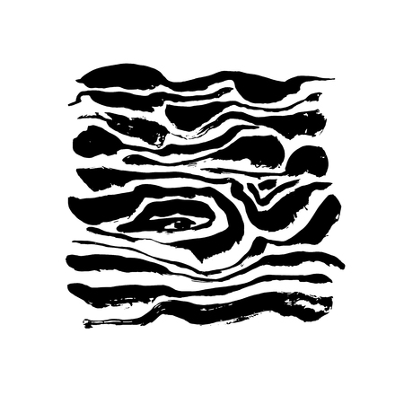 Brush painted wave pattern. Black and white stripes grunge background.のイラスト素材