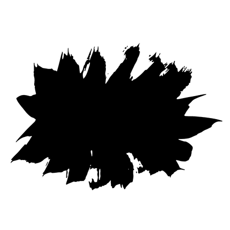 Dry brush texture banner. Black and white abstract round frame. Vector illustration.のイラスト素材