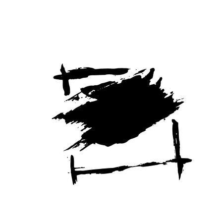 Ink vector dry brush frame. Vector illustration. Grunge hand drawn watercolor texture. Space for textのイラスト素材