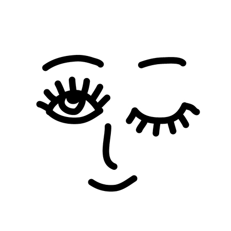 Simple smile face. Open and winking eyes. Vector illustrationのイラスト素材