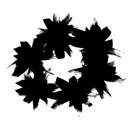 Abstract hand drawn ink dry brush frame. Vector illustrationの写真素材