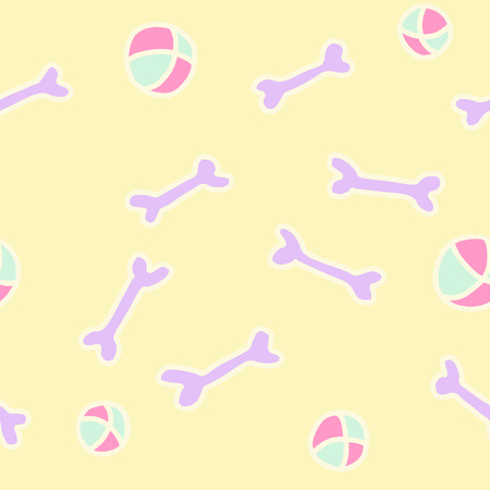 Seamless bones and balls pattern. Pet shop vector background.