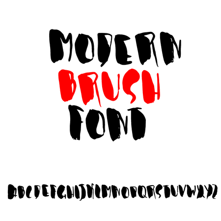 Hand drawn font made by dry brush strokes. Grunge style alphabet. Handwritten font. Vector illustrationのイラスト素材