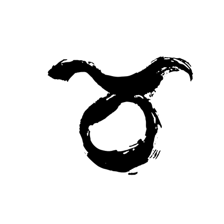 Zodiac sign Taurus. Vector dry brush illustration isolated on white background.のイラスト素材