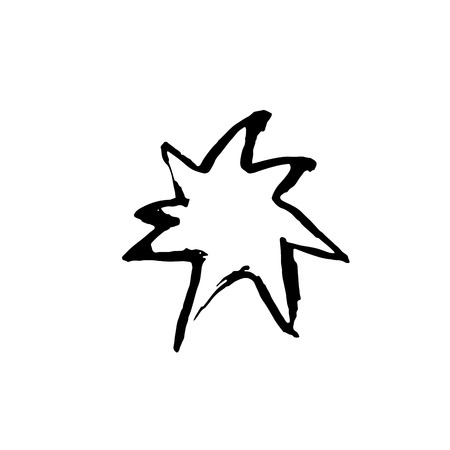 Star icon. Grunge vector dry brush illustrationのイラスト素材