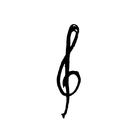 Treble clef icon. Grunge brush vector illustration.のイラスト素材