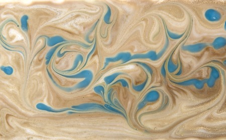 Beige and blue marbling pattern. Marble liquid textureの写真素材
