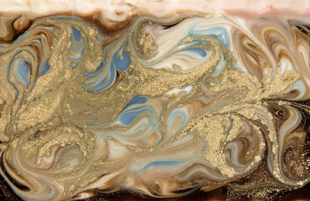 Beige and blue marbling pattern. Golden marble liquid texture