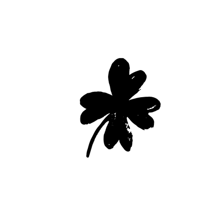 Clover icon. Grunge vector dry brush illustration.のイラスト素材