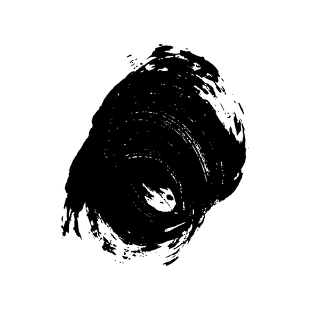 Ink vector dry brush stroke round banner. Vector illustration. Grunge textureのイラスト素材