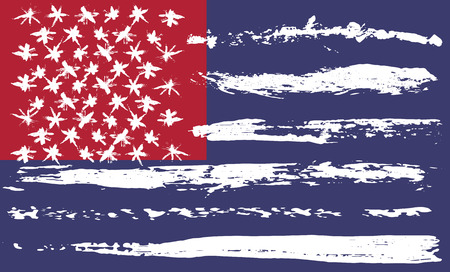 Grunge brush usa flag. Red and blue vector illustrationのイラスト素材