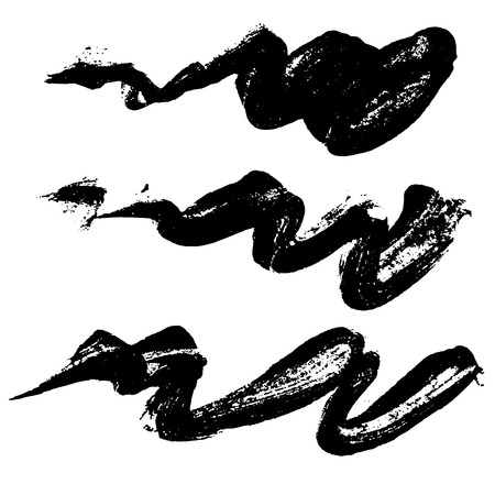 Ink vector dry wave brush strokes set. Vector illustration. Grunge textureのイラスト素材