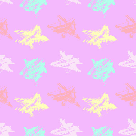 Hand drawn grunge stars seamless pattern. Modern ink background. Dry brush print with stars for decoration. Vector illustrationのイラスト素材