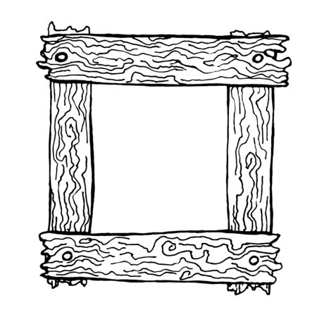 Wooden sketch frame. Vector illustrationのイラスト素材