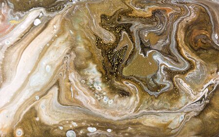 Bronze and gold marbling pattern. Golden marble liquid texture