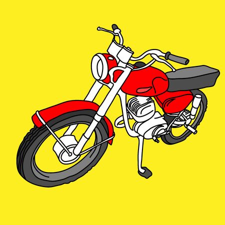 Scooter sketch. Red bike print. Vector simple illustrationのイラスト素材