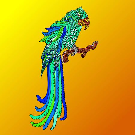 Parrot sketch. Doodle bird pattern. Vector illustration.のイラスト素材