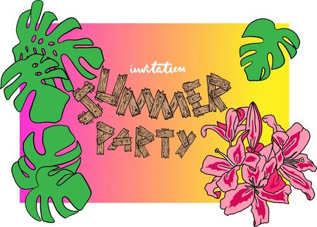 Beach party invitation. Card for summer holidays. Vector illustrationのイラスト素材