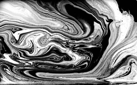 Black and white abstract background. Liquid marble pattern. Monochrome texture.の写真素材