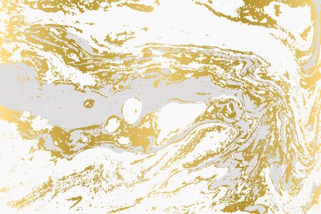 Gray and gold agate ripplle pattern. Pale beautiful marble background.のイラスト素材
