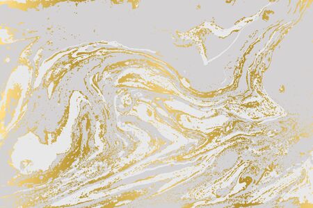 Gray and gold agate ripplle pattern. Simple marble monochrome background. Minimalismのイラスト素材