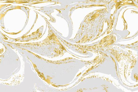 Gray and gold agate ripplle pattern. Pale beautiful marble background.のイラスト素材