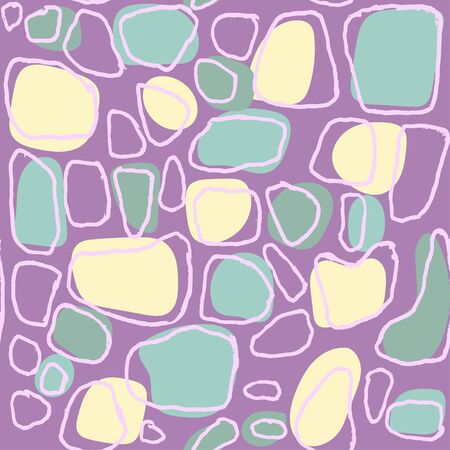 Pastel hand drawn seamless purple, green and yellow pattern. Vector illustration.のイラスト素材