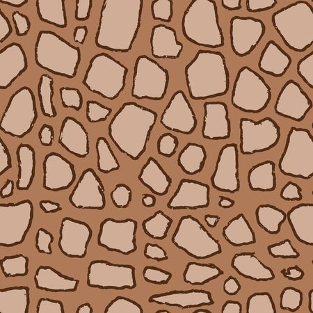 Stones handdrawn seamless brown pattern. Vector illustration.のイラスト素材