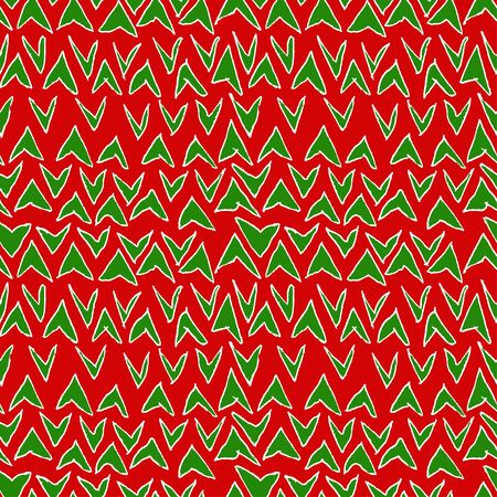 Vector seamless pattern with hand drawn check marks. Wrapping paper with christmas texture.のイラスト素材