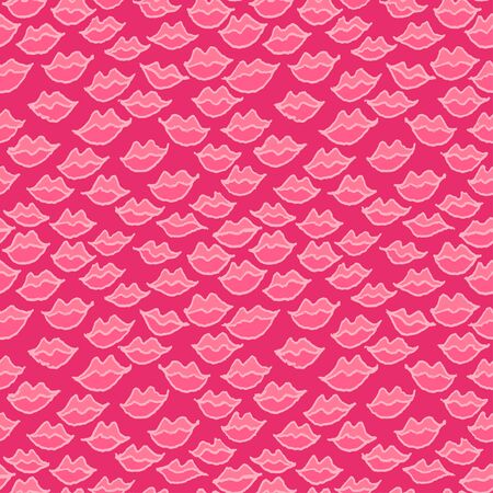 Seamless pink pattern with handdrawn pen lipsのイラスト素材