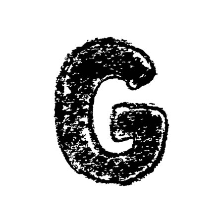 Letter G. Handwritten by chalk. Bold font. Vector illustration. Grunge style alphabetのイラスト素材