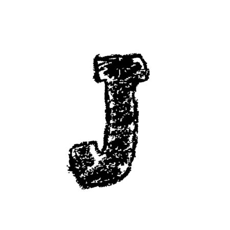 Letter j. Handwritten by chalk. Bold font. Vector illustration. Grunge style alphabetのイラスト素材
