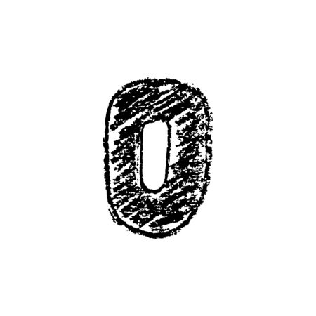 Letter o. Handwritten by chalk. Bold font. Vector illustration. Grunge style alphabetのイラスト素材