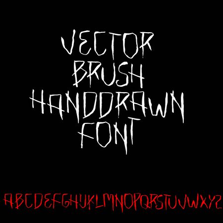 Modern brush line art lettering. Grunge handdrawn font. Vector illustration.のイラスト素材