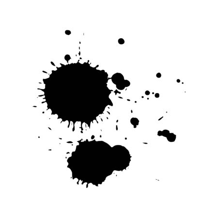 Black drop isolated on white background. Grunge splash texture. Vector illustration.のイラスト素材