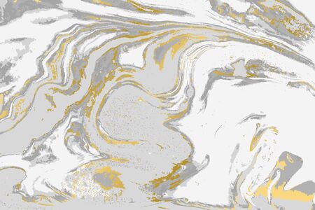 Gray and gold agate ripplle pattern. Light marble backgroundのイラスト素材