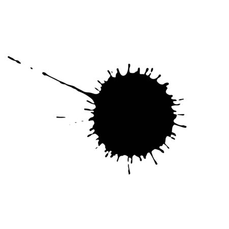 Black drop isolated on white background. Grunge splash texture. Vector illustrationのイラスト素材