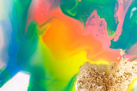 Rainbow abstract gradient pattern. Fluorescent liquid background. Artwork abstract bright texture.の写真素材
