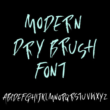 Hand drawn font made by dry brush strokes. Grunge style alphabet. Handwritten font. Vector illustration.のイラスト素材