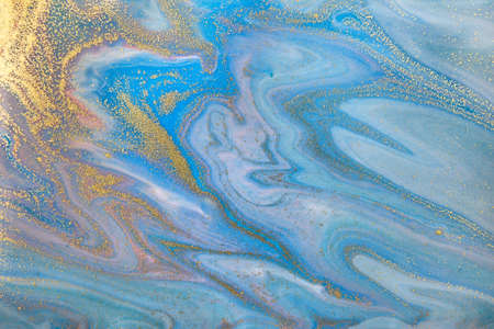 Marbled blue abstract wave background in ocean style.