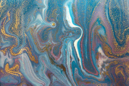 Marbled blue abstract wave background in ocean style.